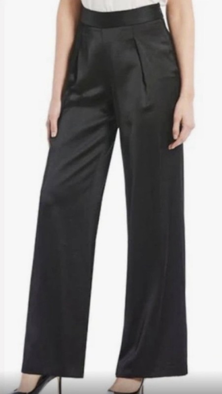 Vince Camuto High Rise Wide Leg Satin Pants Black Size 0