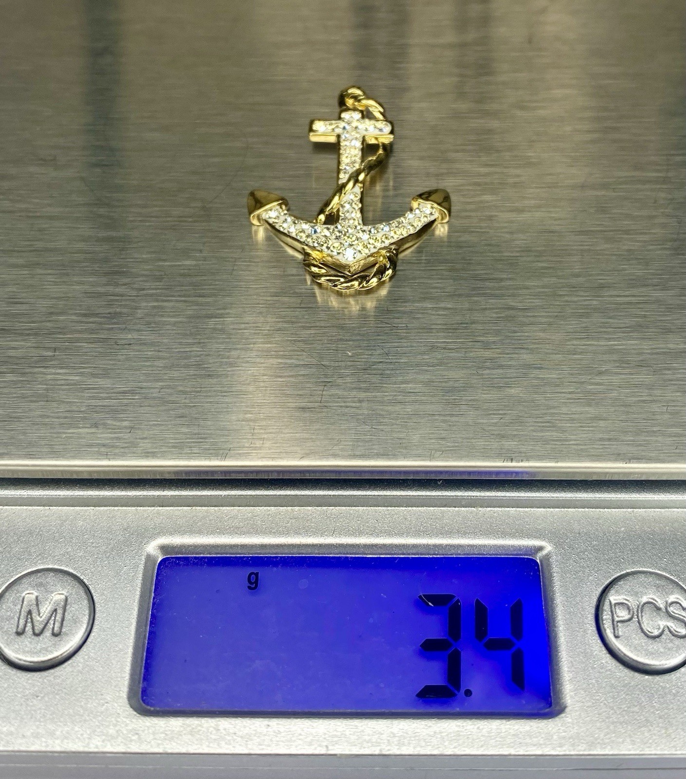 Solid Sterling Silver Rope & Anchor Pendant W/ Go… - image 11