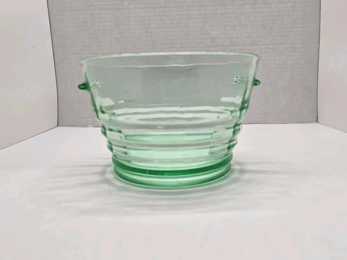 Paden City "Party Line" green depression glass ice bucket Pattern #191 Uv Glow