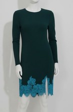 Vince Camuto Womens Green Lace-Hem Scuba-Crepe Bodycon Dress Size 12
