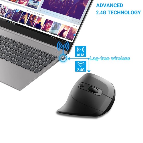 Wireless Vertical Mouse, Ergonomic Vertical Wireless Mouse Large Size, 2.4G R... - Picture 2 of 6