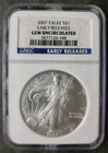 2007 $1 American Silver Eagle Dollar NGC Gem Uncirculated