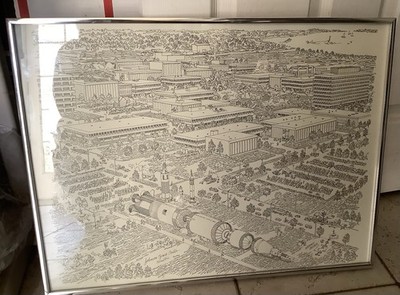 1970 s, Norman Baxter Johnson Space Center, Houston TX, Print Framed 24x18 