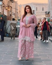 Unique Faux Georgette Kurta And Palazzo With Stylish Dupatta For Women  Girls