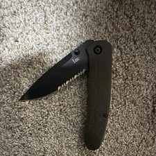 Heckler & Koch Black Plastic Handle 8Cr13 Drop Point Pocketknife Manual Opening
