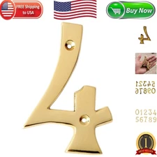 4-Inch Brass House Number Plaque for Home and Hotel - Classic Design