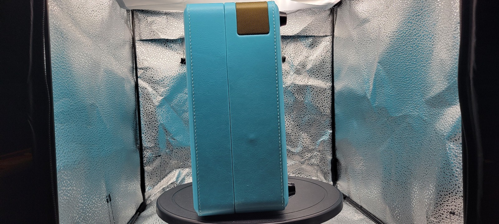 Opened Blue Vintage 3-Speed Bluetooth Portable Suitcase Record Player Untested