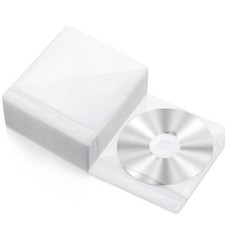Harloon 100 Pack DVD Sleeves Covers Double Sided Refill Plastic Storage Sleeve f