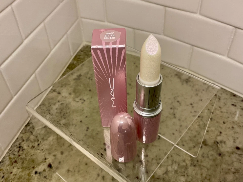 MAC Once Bitten, Ice Shy Lipstick Frosted Fireworks Limited Edition NIB - Image 2 of 4