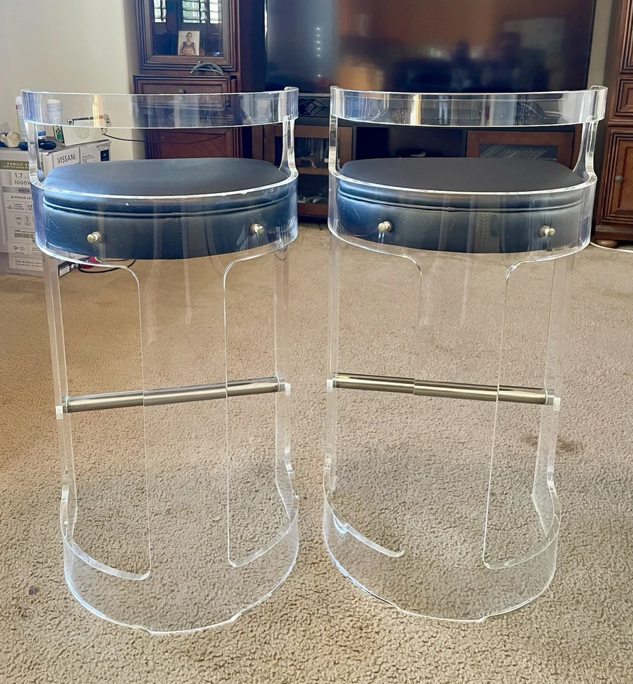 Hill Manufacturing Co. Nueva York • Taburetes de bar acrílicos vintage de mediados de siglo Foto 3 de 4
