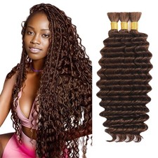 22 22 22 Inch 4 Chocolate Brown Deep Wave Human Hair Braiding Bundles 150g