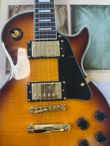 Electric Guitar LP Tiger Pattern Maple Veneered Gold Hardware 6 Strings - Picture 11 of 20