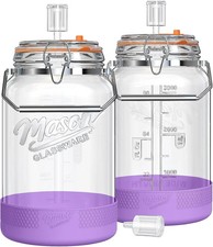 Qianfenie Upgrade 1 Gallon Fermentation Jar with Airlocks, 2 Pack Glass Jar