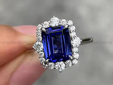 Emerald Simulated Sapphire Women Halo Engagement Ring s925 14kW/G Plated