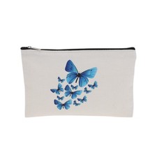 1 Pc Blue Butterfly Makeup Bag for Vacation Business Travel White