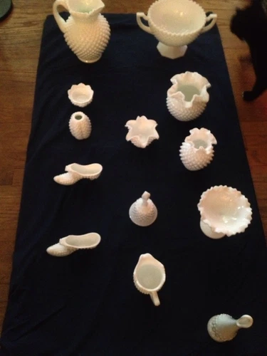 Lot Of 13 Assorted Vintage Hobnail Fenton And Westmoreland Milkglass Pieces