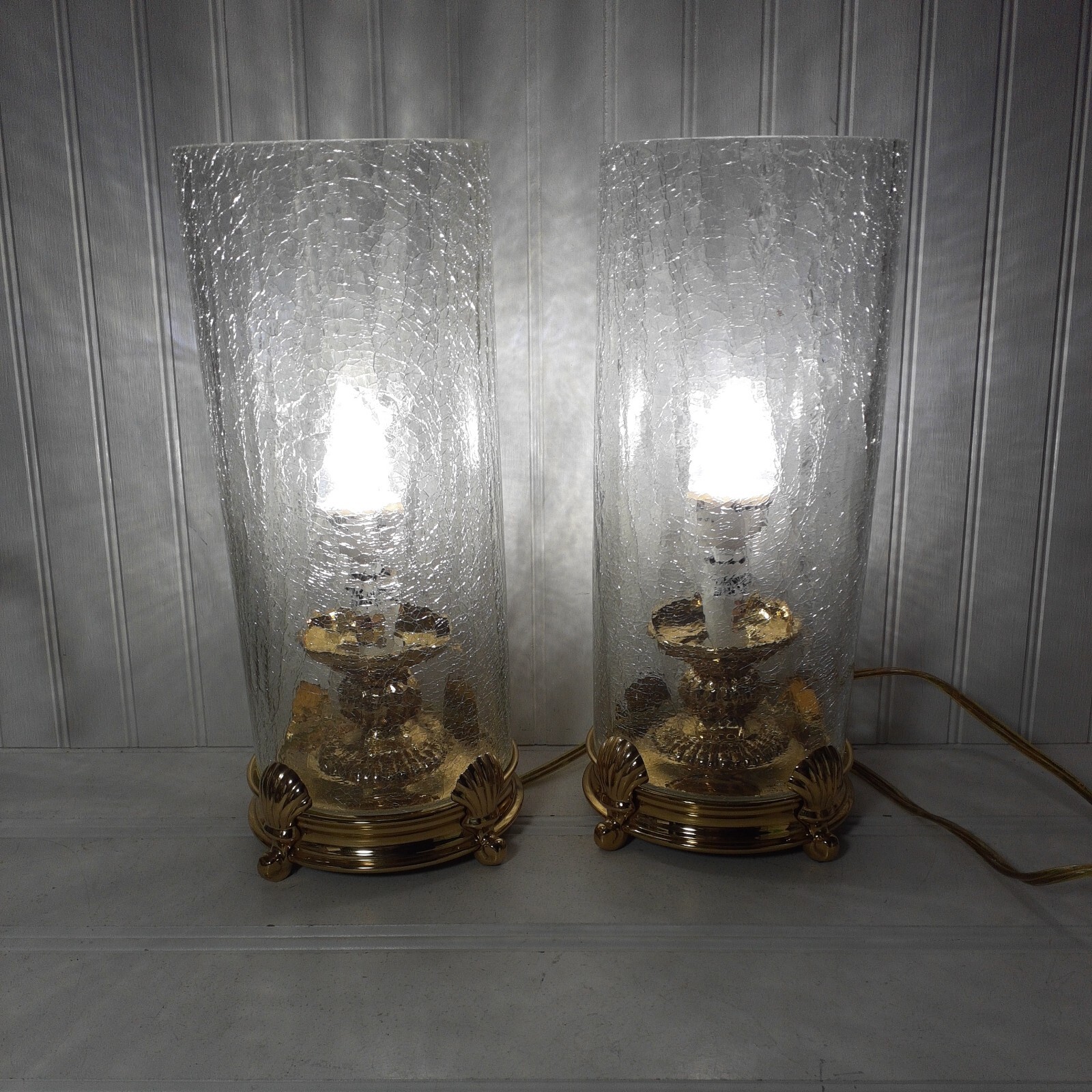 Hurricane Lamps Brass & Crackled Glass Small Base Candelabra Bulbs 12.5 in. Tall eBay