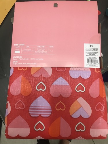 Spritz Heart Themed Easy Care Tablecloth PEVA 60” X 84” Oblong - Picture 2 of 2