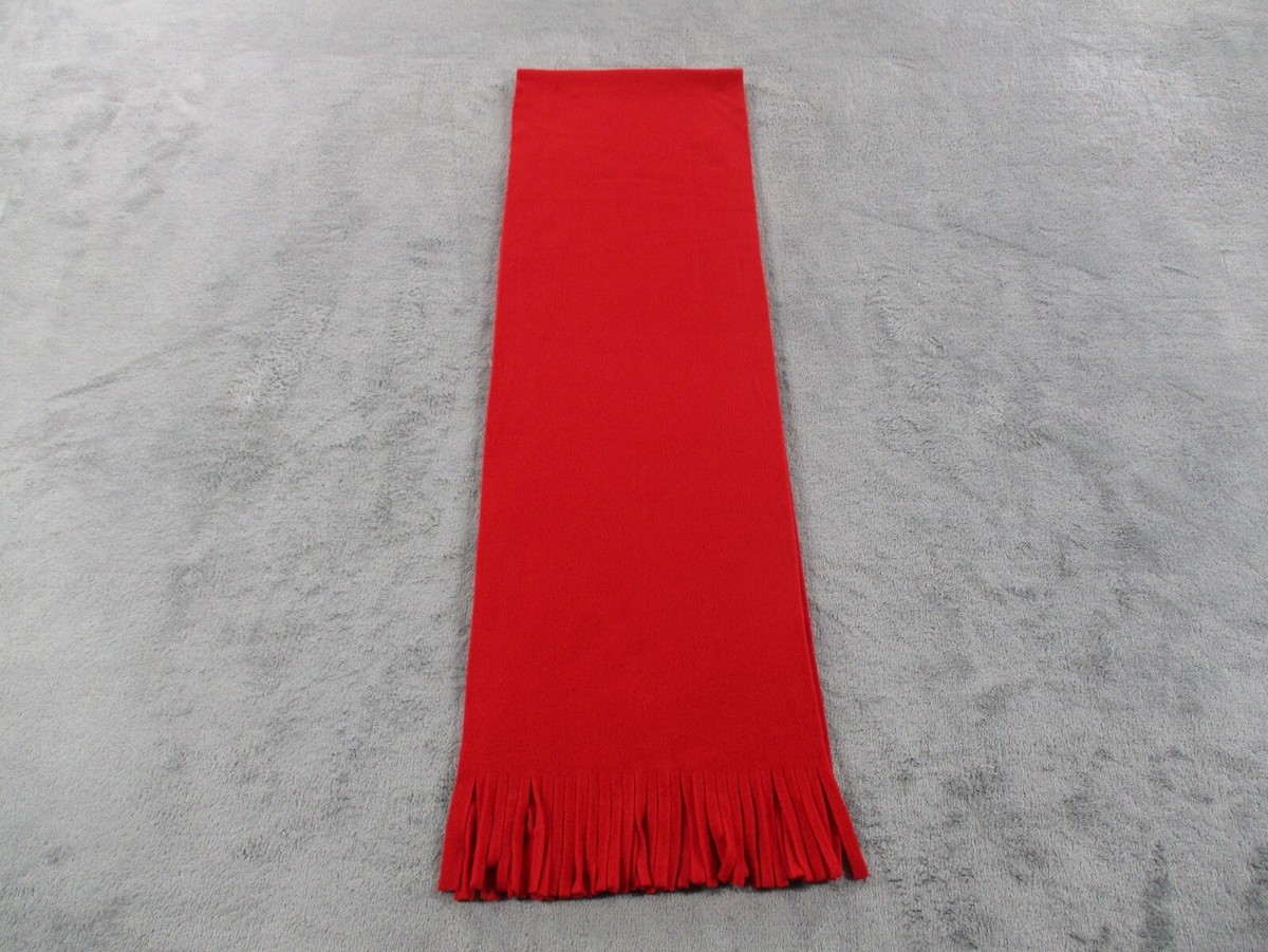 Womens Soft Fleece Red Scarf Rectangular 64x10 Fringe EUC