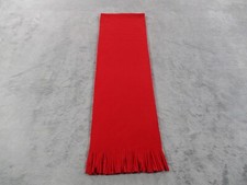 Womens Soft Fleece Red Scarf Rectangular 64x10 Fringe EUC