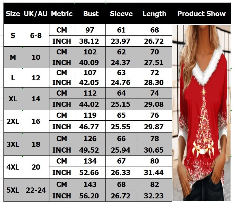 Womens CHRISTMAS Print Tops Xmas Faux Fur Jumper Shirts Pullover Blouse SIZE6-24 - Image 2 of 4