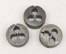 3 BTS 5-44 NF Round Dies 13/16" OD Screw Adjustable Die Carbon Steel Japan