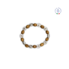 Bracciale in Legno e Medaglie con Padre Pio e Gesù Misericordioso