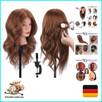 Frisierkopf, TopDirect 18 Zoll Übungskopf 100% Echthaar Haar Friseur Übungsko...