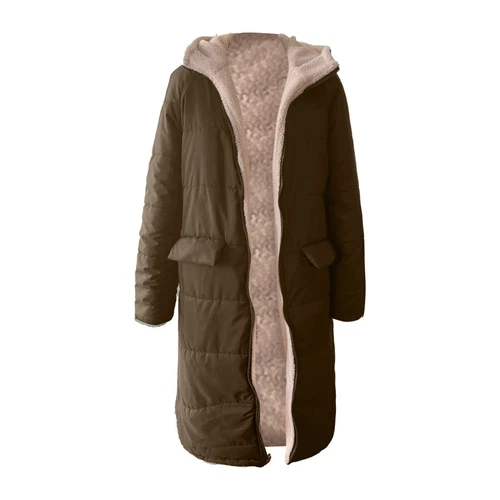 Women Winter Long Parka Quilted Knee Coat Hooded Ladies Warm Padded Jacket - Bild 14 von 45