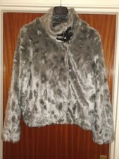 Mint Velvet Grey Jacket Teddy Faux Fur Size 18 Brand New Without Tags