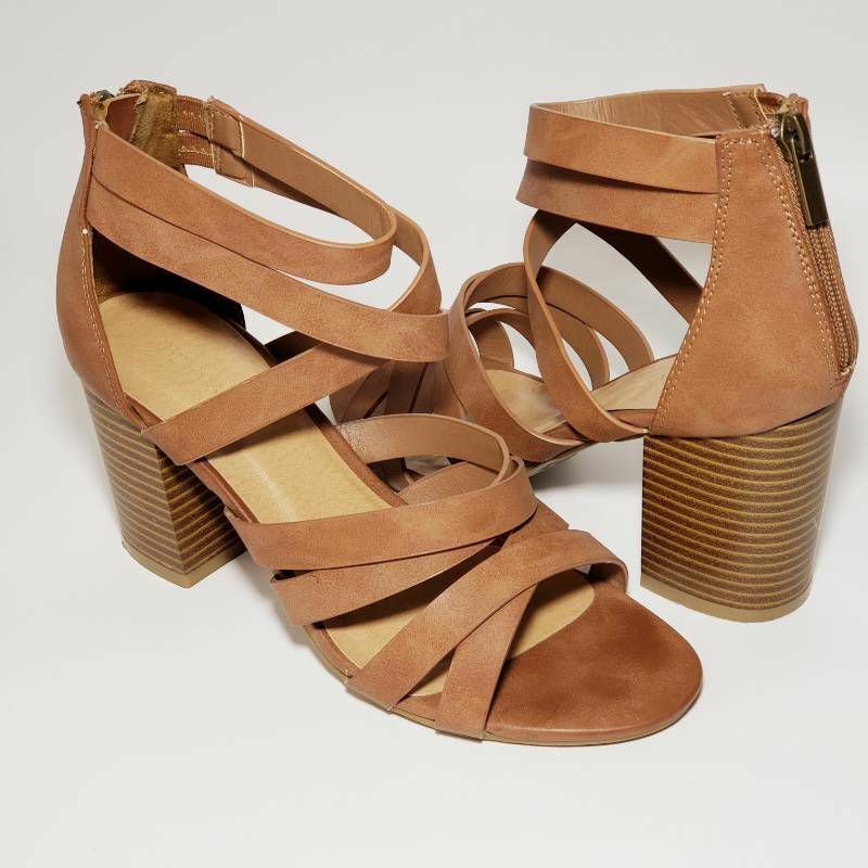 Bamboo Womens Strappy Sandals Brown 