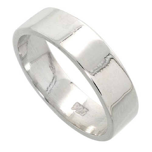 6mm Hombres Mujeres Plata Esterlina Lisa Plano Anillo Dedo Gordo |