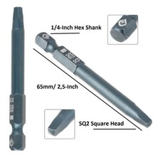 2.5" Magnetic Square Head Screwdriver Bit 1/4" Hex Shank Square Drill Bit SQ2