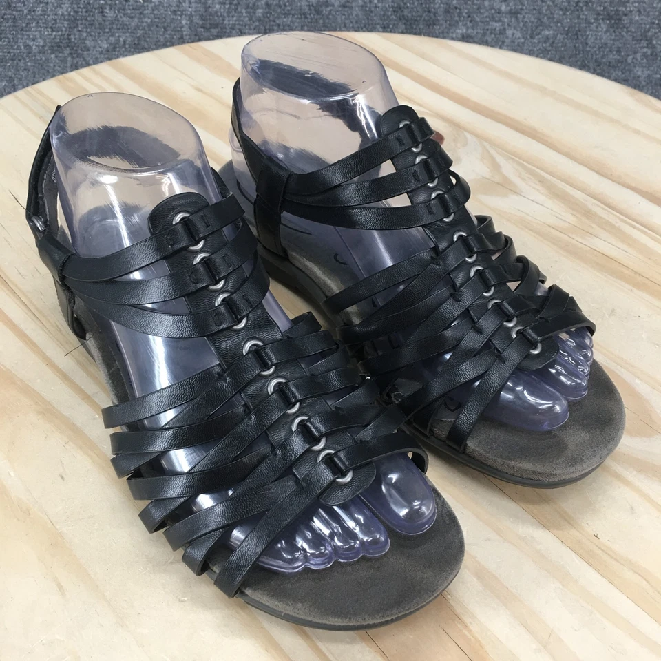 Sandalias Baretraps para mujer 7 anchas Kirstey Gladiador negras imitación cuero punta abierta Foto 3 de 4