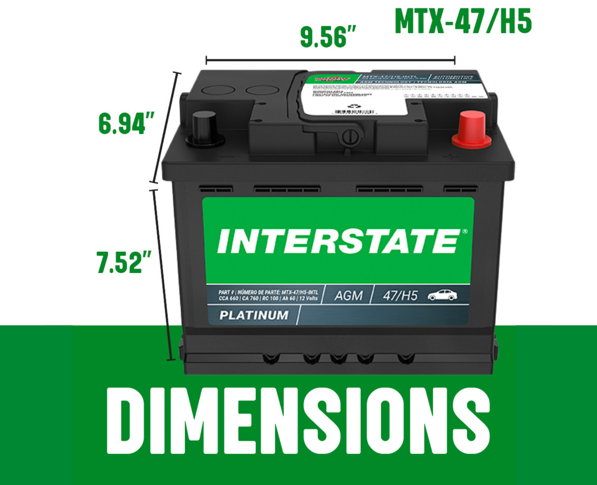 Interstate Batteries AGM Battery Group H5/47 650 CCA 12V 60Ah Auto