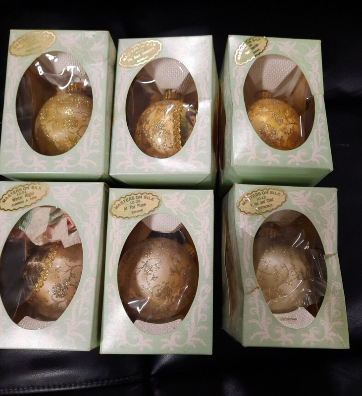 Vintage "Christmas by Krebs" Masters on Silk set of 6 ornaments  Price Reduced!!