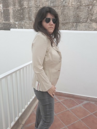 Chaqueta Mujer beige talla 42 primavera verano algodon gabardina americana  mod 3 | eBay