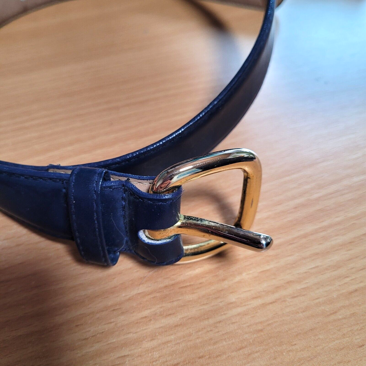 Brass Buckle &  Blue Leather Belt Buy Royal Blue Wide Leather Belt Gold Buckle Brass Roller  main image 4