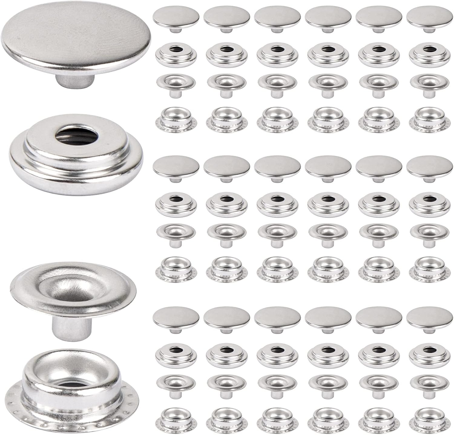 , 200 Pack Stainless Steel Snap Fastener Kit, 15Mm Heavy Duty Button Press Stud