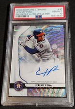 PSA 10 RC AUTO /150 JEREMY PENA 🌊WAVE REFRACTOR ⚡SP ROOKIE 2020 Bowman Sterling