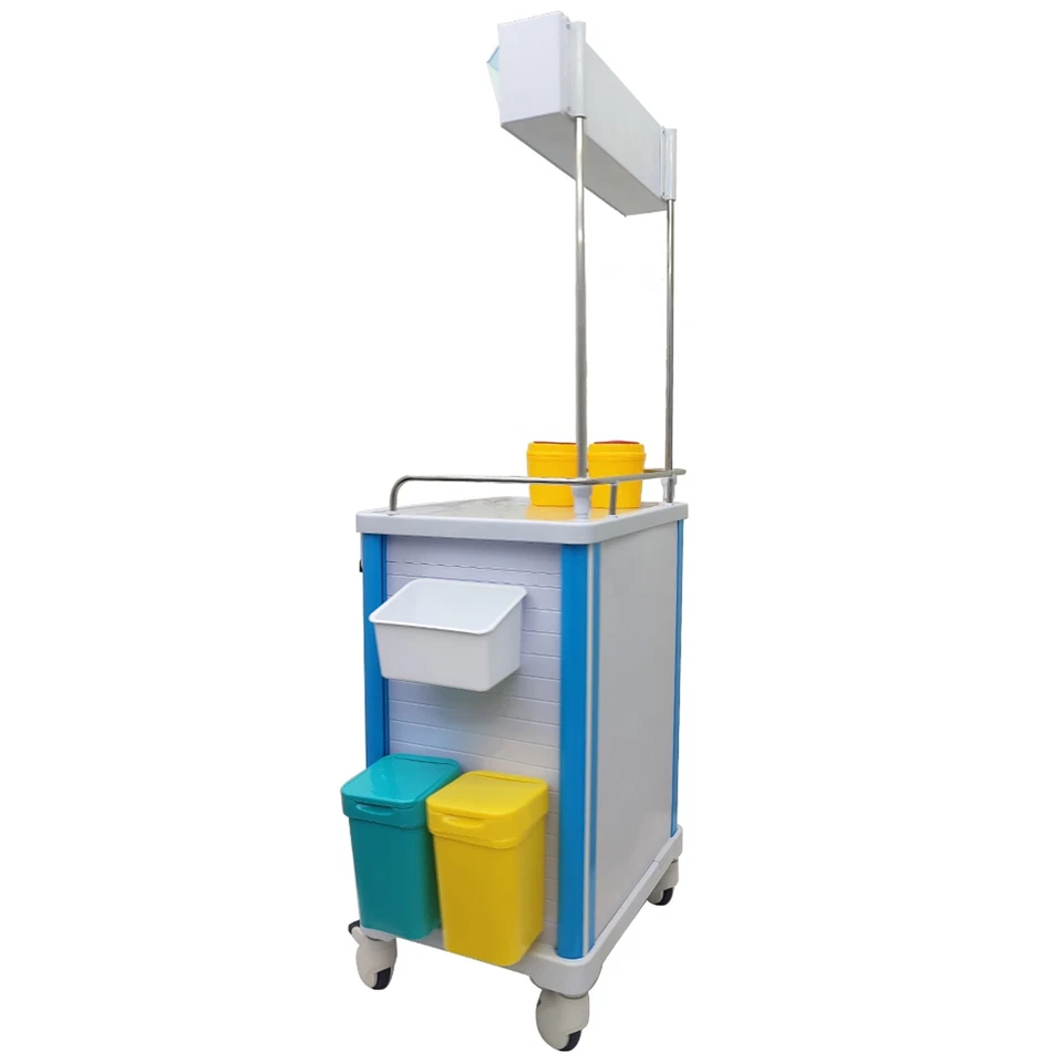 Carro de choque de emergencia móvil ABS carro de anestesia carro de medicamentos 2 cajones Foto 4 de 4