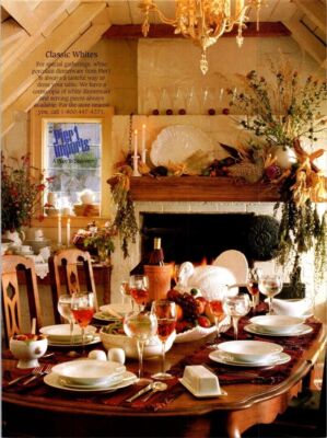 PIER 1 IMPORTS 1991 Classic Whites Thanksgiving Dinner Table Print Ad USA Color