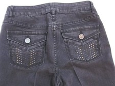 Cache Jeans Size 4 x 34 Black Crystal Flap Pocket Mid Rise Boot Cut
