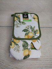 New Lemons Floral Kitchen Set Dish Towels Pot Holders Oven Mitt Lemon Lemonade