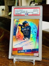 Ronald Acuna Jr PSA 10 Auto Orange Refractor /25 Topps 2019 Finest