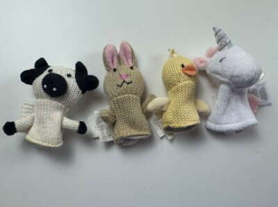 3 Pottery Barn Knit & 1 Carters Animal Finger Puppets