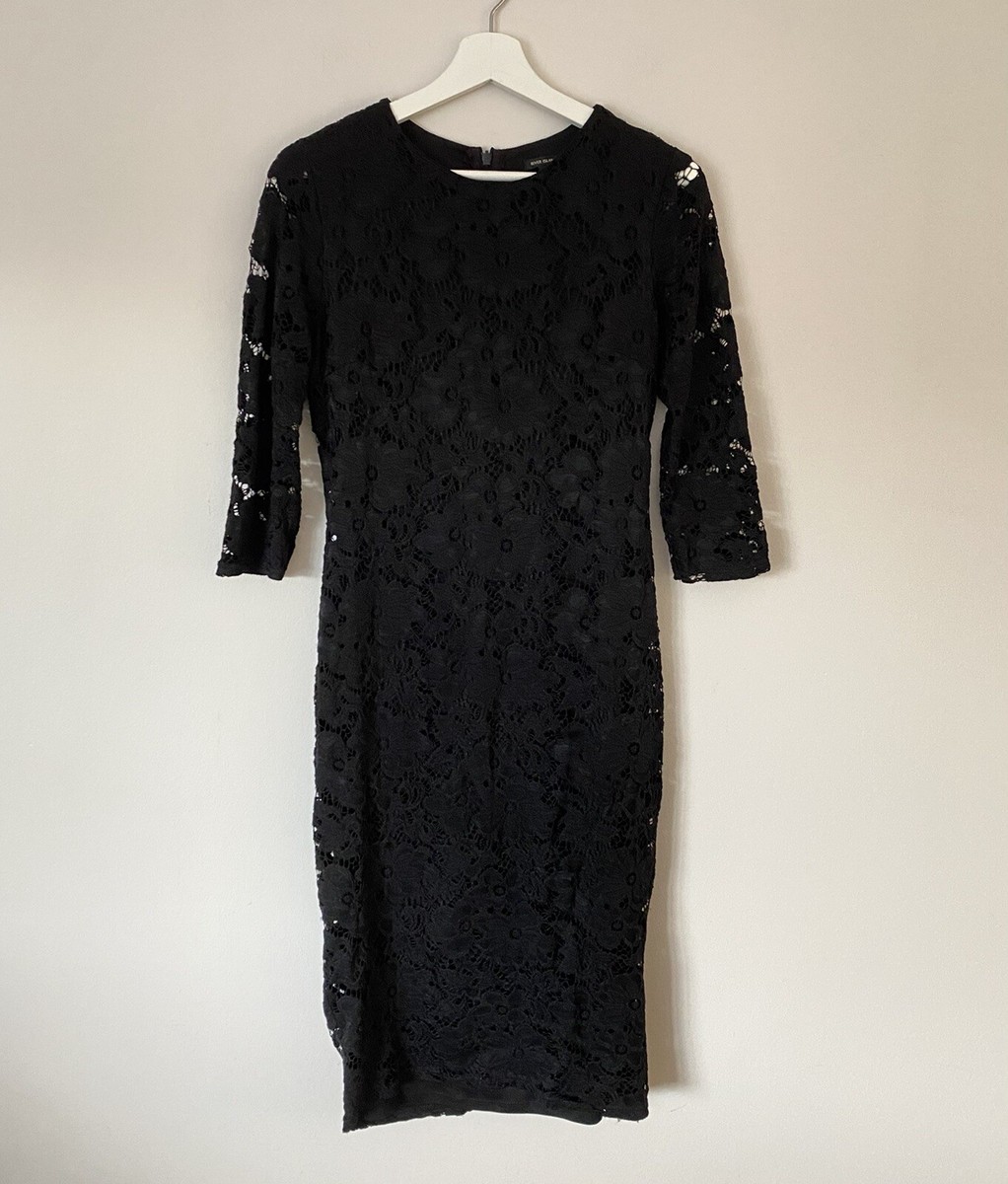 River Island Black Floral Lace Dress 3/4 Sleeve Bodycon Formal Occasion - 12 | eBay River Island Black Floral Lace Dress 3/4 Sleeve Bodycon Formal Occasion - 12 | eBay