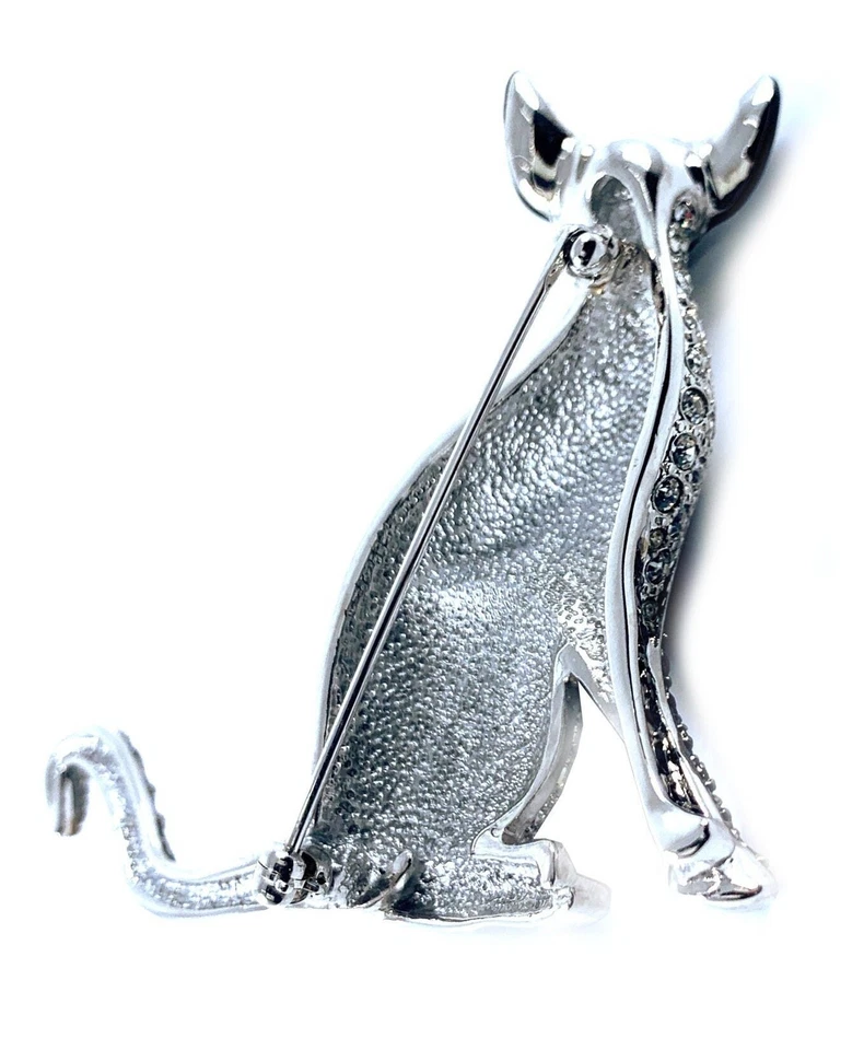 Juego de broche gato siamés aleación de metal chapado en rodio con esmalte y cristales checos Foto 4 de 4