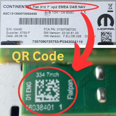 CONTINENTAL Fiat 312 334 520 7'in VP2 EMEA for FIAT 500 JEEP Radio Unlock Code