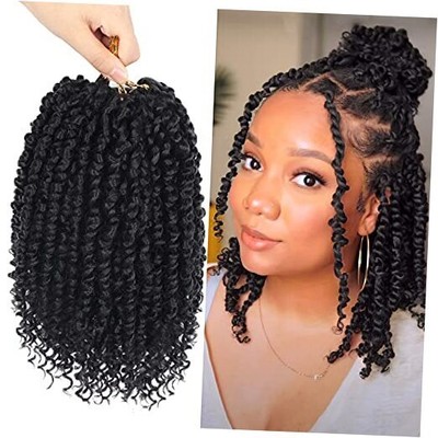  8 Packs Passion Twist Crochet Hair 10 Inch Pre-twisted 10 Inch (Pack of 8) 1B